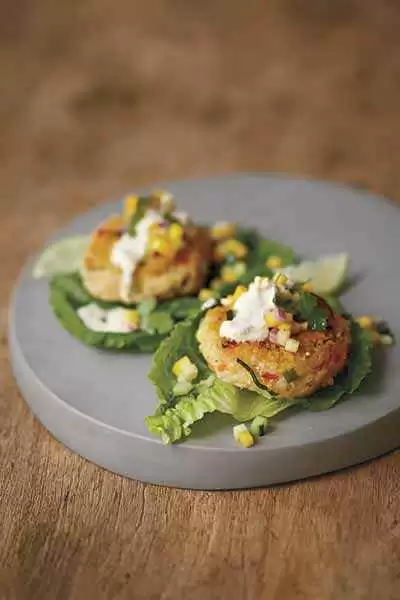 Fabulous Lemon Basil Millet Burgers with Mango Salsa